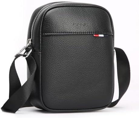 BOPai Genuine Leather Chest Sling Shoulder Crossbody Bag for Men Black