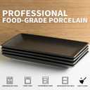YHOSSEUN Ceramic Serving Platters Set of 4, Rectangular Serving Platters and Trays for Food, Sushi, 9.8 In Serving Dishes for Entertaining, Matte Black Serving Plate Halloween Table Decor