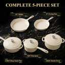 QuliMetal 5-Piece White Enameled Cast Iron Cookware Set, White 5PC-D