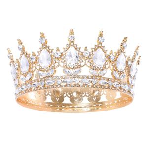 Gold Queen Crown for Women Crystal Tiara for Girl Rhinestone Wedding Headband for Bride Hair Accessories for Costume Birthday Party Prom Gifts