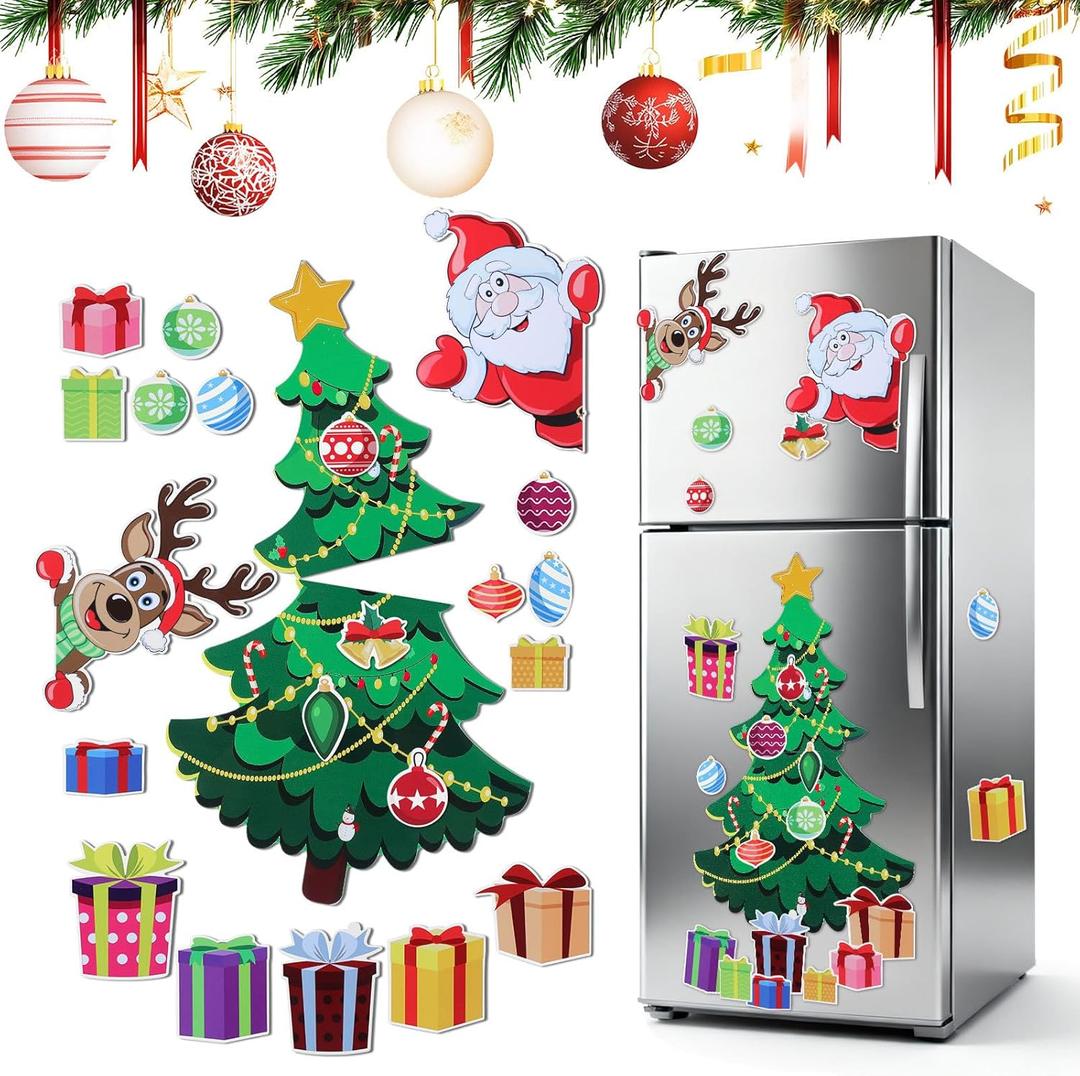 Christmas Fridge Magnets Stickers Christmas Refrigerator Magnetic Stickers Santa Claus Xmas Tree Fridge Decor