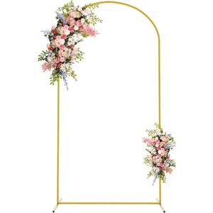Asee'm 6.6FT Metal Arch Backdrop Stand Gold Arched Backdrop Frame for Wedding Party Ceremony Birthday Bridal Baby Shower Garden Floral Balloon Arch Decoration