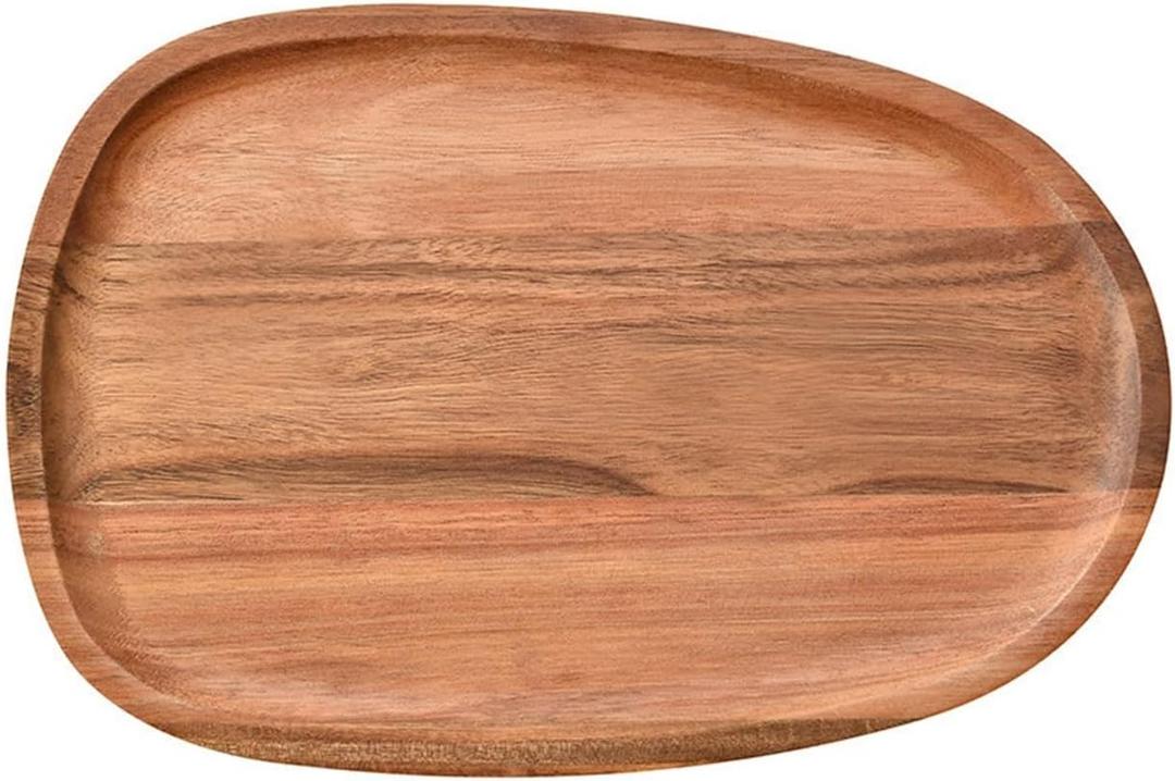 Stylish Irregular Oval Wooden Tray for Serving For Dishes, Fruits, and Snacks Perfect Dining Accessory (30.5 * 20)