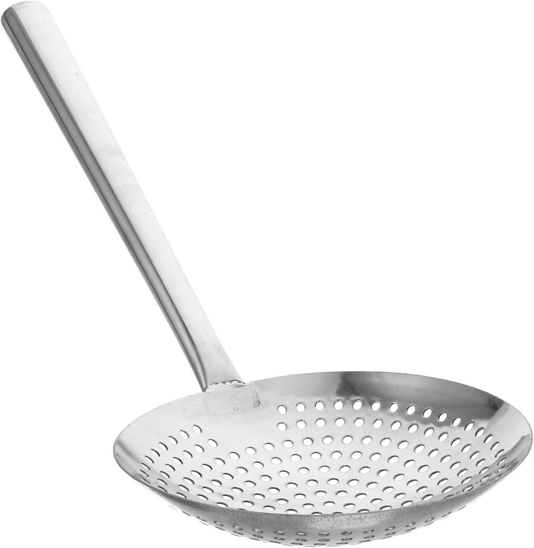 MAGICLULU Large Stainless Steel Magnetic Strainer Spoon Colander with Long Handle 16.33 X 7.08 Inch Kitchen Cooking Skimmer for Home and Restaurant Use