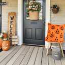 Fall Throw Pillow Covers 18x18 Set of 2 Halloween Spooky Pumpkin Pattern Soft Plush Faux Couch Cushion Covers for Home Patio Porch Sofa Chair Thanksgiving Holiday Autumn Farmhouse Decorations