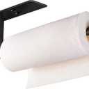 VAEHOLD Self Adhesive Paper Towel Holder Under Cabinet Mount, Wall Mount Paper Towel Roll Rack for Kitchen Cabinet, Bathroom, SUS304 Stainless Steel Black