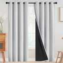 SimpleHome 100% Blackout Curtains for Bedroom,Thermal Insulated Grommet Window Drapes Room Darkening White Curtains for Living Room with Black Back,52 x 84 Inch,2 Panels