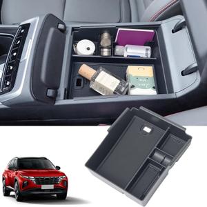 Upgraded Design Center Console Organizer Tray for Hyundai Santa Cruz 2022-2025 - Custom Fit Armrest Insert, Non-Slip ABS Matte Black (Fits SE/SEL Only, Excludes Limited & XRT)