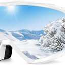 findway OTG Ski Goggles - Over Glasses Snow Snowboard Goggles for Men Women Adult & Youth - Anti-Fog 100% UV Protection (White Frame-sliver -Vlt-10.2%)
