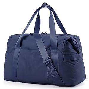 BAGSMART Gym Bag for Women, Carry on Weekender Overnight Bag, Travel Duffel Bags with Trolley Sleeve, Personal Item Travel Bag Tote Bag Workout Dance Bag(Dark Blue, Medium)