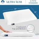 Bluewave Bedding Ultra Slim Gel Memory Foam Pillow for Stomach and Back Sleepers - Thin, Flat Design for Cervical Neck Alignment and Deeper Sleep (2.75-Inches Height, Standard Size)