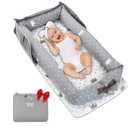 Baby Lounger for Newborn 0-24 Months, Baby Nest Cover Breathable and Soft Cotton, Infant Lounger with U-Shaped Safety Bumper for Cozy Comfort Baby Essentials (Crown Grey)