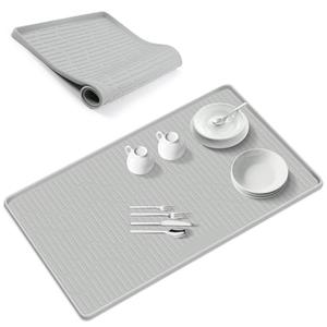 24" x 24" Silicone Dish Drying Mat for Kitchen Lanstics Drying Kitchen Mat Versatile Silicone Mat for Dishes Non-Slip Drying Mat Fast Dry Kitchen Counter Drying Mat for Home Coffee Bar Accessories