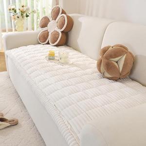 Couch Cover for Dogs Washable, Pet Couch Covers for Sofa, Soft Fuzzy Sectional Sofa Cover L Shape, Thick Couch Protector Pet Friendly, Paw Cart Dog Mat for Couches and Sofas (27.6" x 47.2", White)