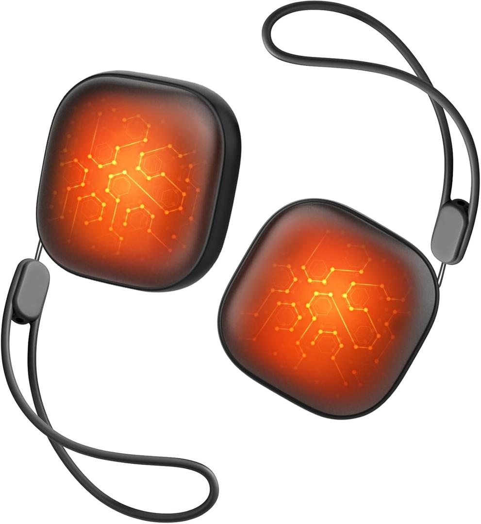 Magnetic Hand Warmers Rechargeable 2 Pack, Ultra Slim Electric Handwarmers,3 Levels Smart Heating,Portable, UL Certified, Pocket-Sized Camping Golf Hunting Essentials, Gifts for Men (Black)