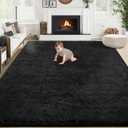 8x10 Area Rugs for Living Room: Fluffy Shag Soft Washable Rug Large Fuzzy Plush Indoor Carpet for Bedroom Nursery Playroom Kids Girls Boys Room (Black, 8'x10')