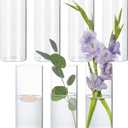 7Pcs Glass Cylinder Vase for Centerpieces Clear Glass Flower Vases Bulk, Glass Hurricane Candle Holder Tall 8 Inch Floral Vases for Table, Floating Candle Vases for Wedding Home Dcor