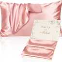 Yanibest Satin Pillowcase, Silk Pillow Cases for Hair and Skin with Zipper, Standard Pillow Cases Set of 2 for 20"x26", Exquisite Packaging for Women Men (Ac-blush Pink)