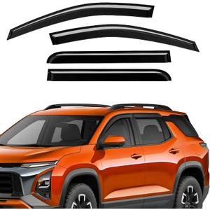 Tape-On Rain Guards Compatible with Chevy Equinox 2025 2026 Window Deflector Out Channel Extra Durable Side Sun Guard 2025 Equinox Visor Deflectors Black 4 PCS