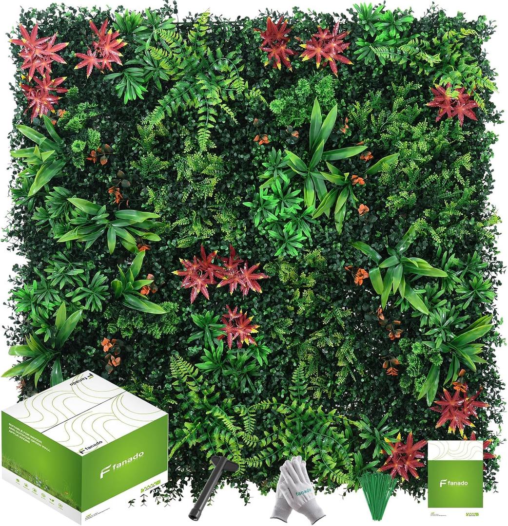 Grass Wall Panels 12 Pack 20"x20", Artificial Hedge Greenery Wall Backdrop, Plant Wall, UV Protected Privacy Fence Screen, Green Wall Decor for Outdoor Indoor Wedding Dcor