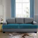 H.VERSAILTEX Stretch Velvet 2 Piece T Cushion Sofa Slipcovers - Individually Fitted Cushion Covers for 2 Couch Seat Cushions - Stay in Place (Deep Teal) 7.9"D x 10.4"W x 4.5"H