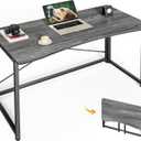 Huuger Folding Desk for Small Spaces, 39.3 Inch Foldable Computer Table, for Home Office, Study, Bedroom, Dorm, Space Saving, Small Writing Work Office Computer Desk, Easy to Fold, Grey