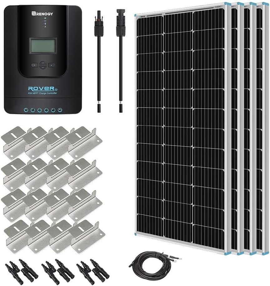New Upgrades Renogy 400W 12V Solar Panel Starter Kit, 4 * 100 Watt N ...
