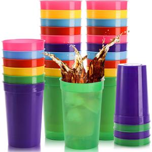 Fasmov 30 Pack 16 oz. Plastic Cups Plastic Tumblers Blank Reusable Drink Tumblers for Parties, Events, Marketing, Weddings, Colorful
