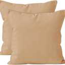 Throw Pillow Covers 24x24 in Set of 2 Light Beige | No Inserts | Cotton Pillow Covers for Living Room, Bed, Sofa, Couch | Decorative Cushion Covers with Improved Zippers