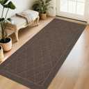 BEQHAUSE Dirt Trapper Door Mat 32" x 72", Doormat Non-Slip Entryway Rugs Washable, Dog Door Mat Stain Resistant and Absorbent Welcome Floor Mat for Front Back Door, Mud Wet Shoes & Paws, Light Brown