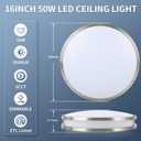 16Inch LED Ceiling Light Fixtures, Flush Mount Light Fixtures 50W, 5CCT Adjustable 2700K 3000K 4000K 5000K 6500K, Close to Ceiling Light for Kitchen Bathroom Kitchen Bedroom Brushed Nickel 2 Packs
