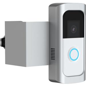 Anti-Theft Video Doorbell Camera Mount, No-Drill Bracket Holder Compatible with Video Doorbell, Not Block Doorbell Motion Sensor (Silver)