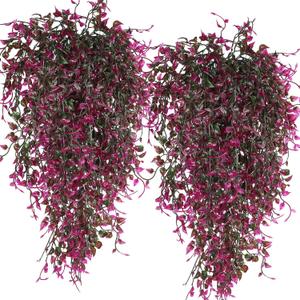 RECUTMS Artificial Hanging Plants 4pcs 33Inch Faux Eucalyptus Leaves Ivy Swag Plant UV Resistant Fake Plastic Greenery Indoor Outdoor Home Garden Office Christmas Xmas Party Spring Decor(Purple Red)