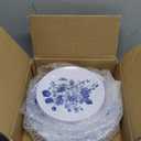 40Pcs Foil Blue and White Floral Plastic Plates Reusable Plate Chinoiserie Flower Dinner Dessert Plate for Home Party Supplies Table Decor Blue gold foil reflective