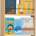 Behind The Door Bookshelf Kids Wooden Behind Door Bookcase 5-Tier Oak, 23.6''Lx3.94''Dx72.85''H