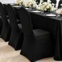 Black Chair Covers 50 PCS Spandex Banquet Chair Covers | Spandex Fabric, Stretch Fitted, Washable and Reusable, Bulk Value Pack for Wedding, Party, Banquet