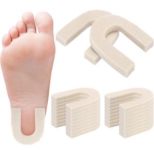 Pangda 24 Pcs Horseshoe Heel Pads for Feet Shoes Adhesive Wool Felt Cushion Pads for Women Men Reduce Heel Spur Relief Pressure Comfort Wear Universal One Size Fits All, 1/4 Inch Thick