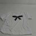 Women's Off The Shoulder Tops Floral Graphic Oversized Tshirts Shirts Y2k Summer Tops Trendy (Small, White Bow)