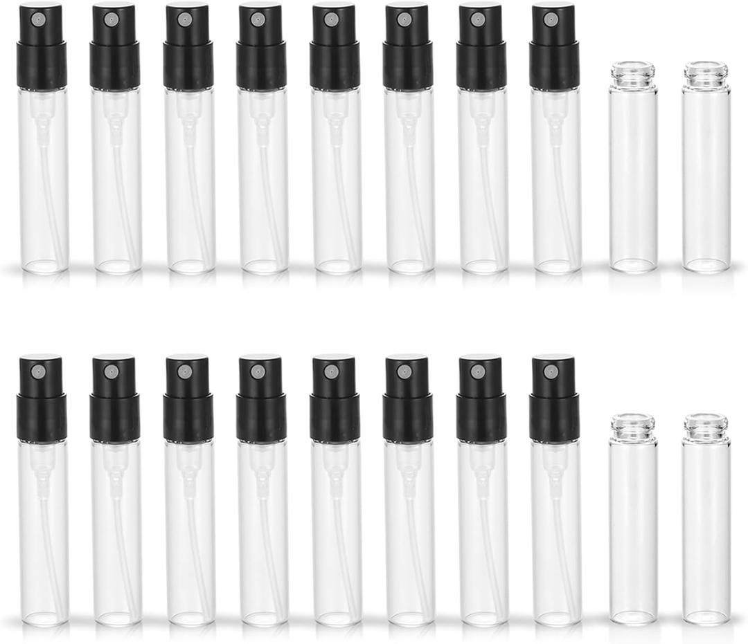 Mini Refillable Bottle Cologne Sample Pocket Small Empty Glass Spray Bottles Travel Size Atomizer Vintage Perfume Bottle (50Pack-1.5ML)