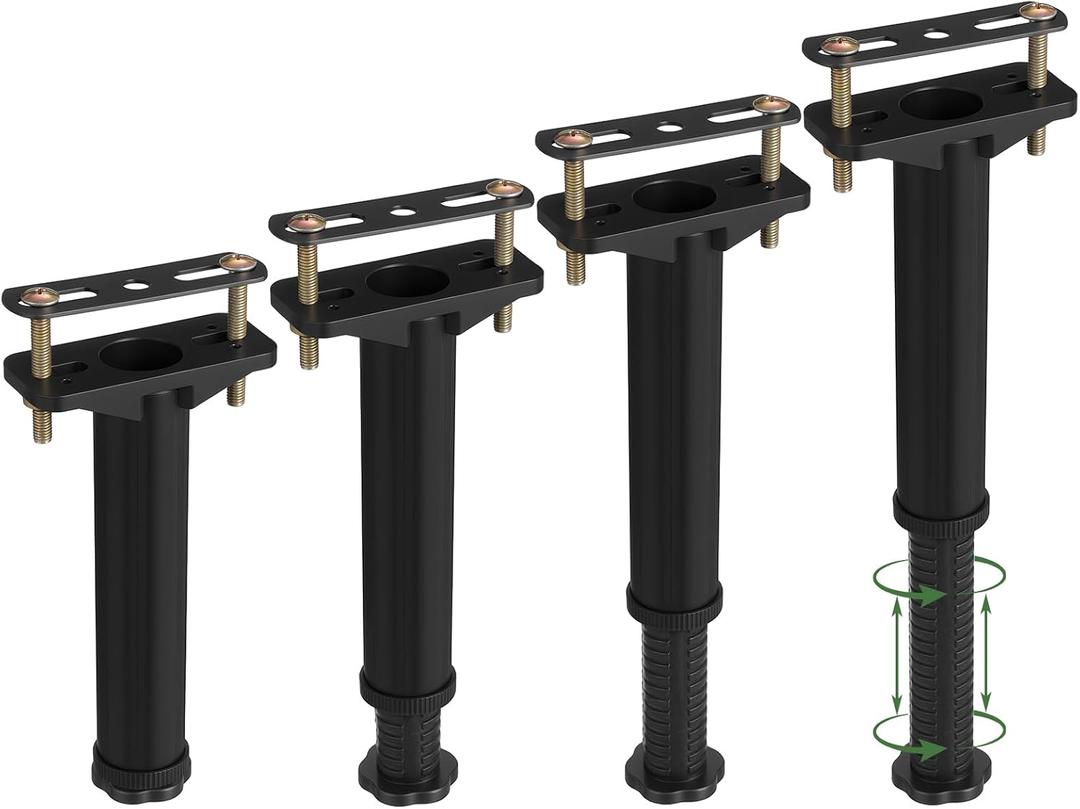MAQUITA 4 Pcs Adjustable Height Bed Support Legs 7.8-12.8 Inch with Locking Ring, Bed Frame Center Support Legs for Bed Frame/Bed Center Slat/Furniture, Bed Legs Replacement Bed Slats Support Legs