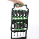 PROWIN 9-Piece Magnetic Screwdriver Set, Slotted & Phillips Tips, CR-V Steel, Cushion Grip, Ergonomic Handle, Tool Set with Organizer Rack for Home & DIY