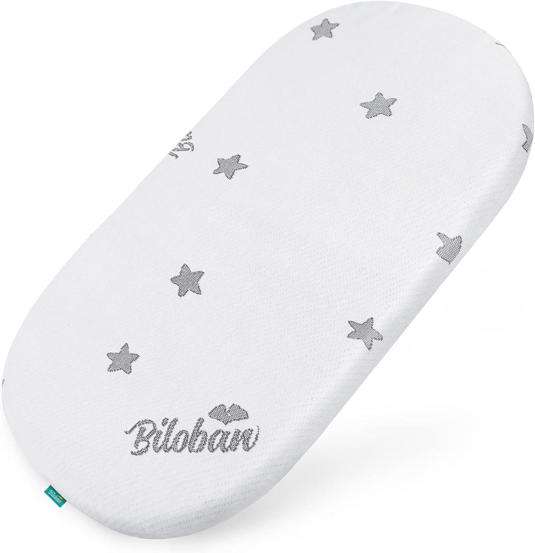 Bassinet Mattress Pad (13"x 30"x 0.8"), Compatible with SNOO Smart Sleeper Baby Bassinet, Waterproof Breathable Soft Bassinet Mattress Pad, Baby Foam with Removable Zippered Cover White