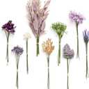 Ling's Moment Artificial Greenery Stems Box Set, 42pcs with 9 Kinds of Faux Greenery Picks for DIY Bridal Bouquets Wedding Floral Arrangement Table Centerpieces, Lavender & Golden