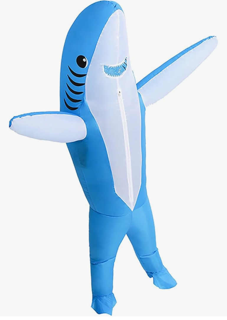 Shark Costume for Kids with Height 4'3''-4'11'' Tall, Cute Inflatable Costume Funny Halloween Costumes for Party, Event, Gift