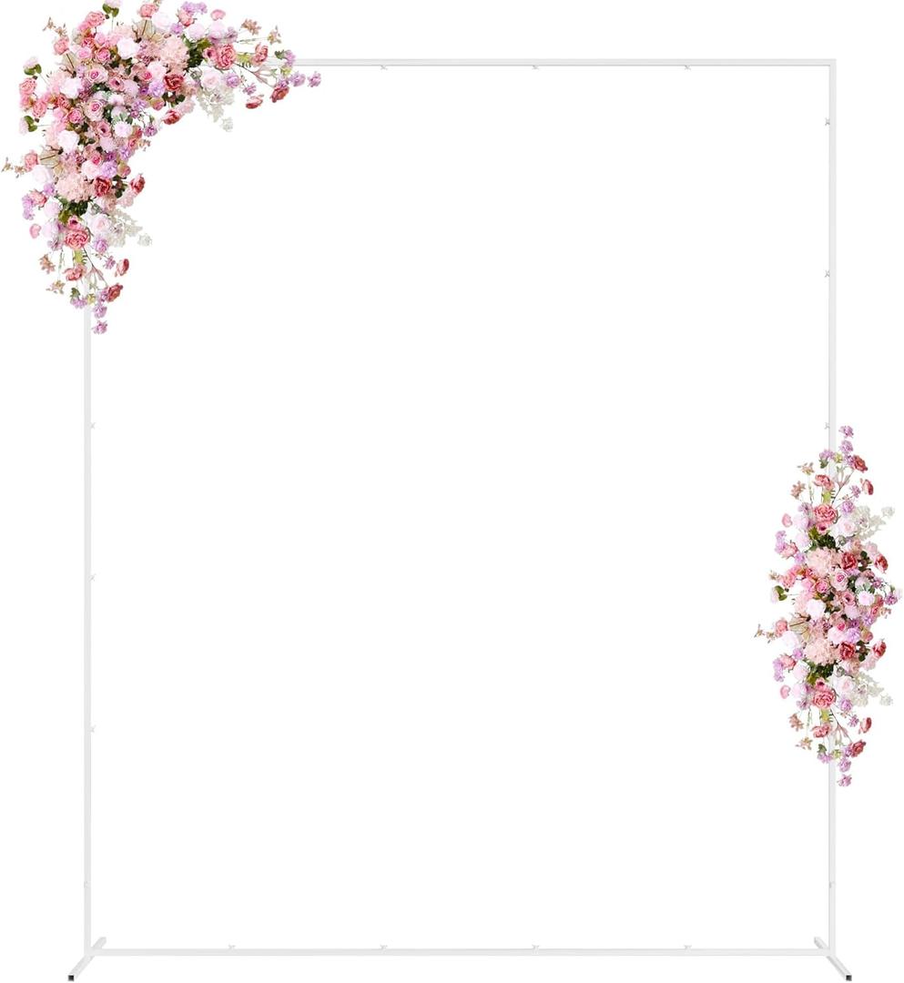 Wokceer Wedding Arch Backdrop Stand Square 7.2 x 6 FT Wedding Arches for Ceremony Metal Balloon Arch Frame for Wedding Birthday Party Garden Arbor Anniversary Event Decor (White)