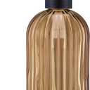16 OZ Amber Glass Soap Dispenser, Amber Stripe Bathroom Hand Soap Dispensers with Stainless Steel Bronze Pump,Brown Glass Kitchen Hand Soap Dispenser with Oil Rubbed Bronze Pump