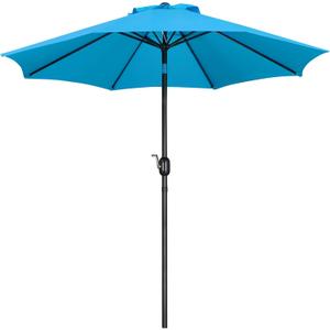 Yaheetech 9FT Outdoor Patio Umbrella Market Table Umbrella Yard Umbrella with Push Button Tilt Crank, 8 Ribs for Garden/Lawn/Deck/Backyard/Beach/Pool,Sky Blue