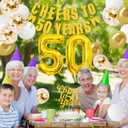 2 x 50th Anniversary Decorations Include Cheers to 50 Years Gold Glitter Banner,Cake Topper,Large 32" Foil Number Balloons,Latex Balloons,50th Birthday Party Decorations