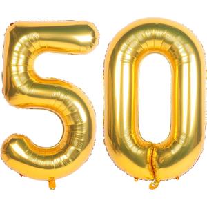 40 Inch Gold Number 50 Balloons, Giant Jumbo Helium Number Balloons For 50th Birthday Party,Wedding, Bridal Shower Engagement Photo Shoot, 50 Anniversary For Girl And Boy