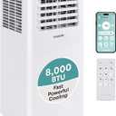 SereneLife Portable Air Conditioner & Dehumidifier - 8,000 BTU Wi-Fi Enabled Indoor AC, Pulls 1.1 liters Moisture Per Hour for Fast Cools Up to 300 Sq Ft - SLPAC805W